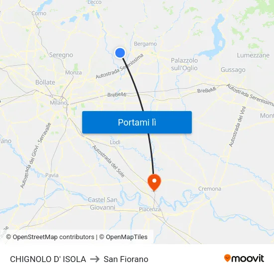 CHIGNOLO D' ISOLA to San Fiorano map