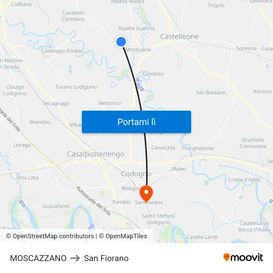 MOSCAZZANO to San Fiorano map