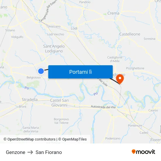Genzone to San Fiorano map