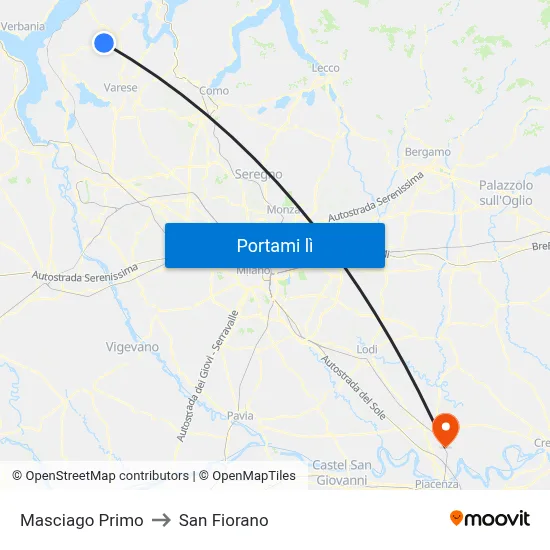 Masciago Primo to San Fiorano map
