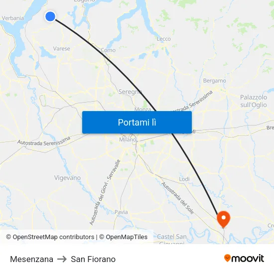 Mesenzana to San Fiorano map