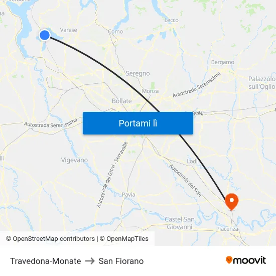Travedona-Monate to San Fiorano map