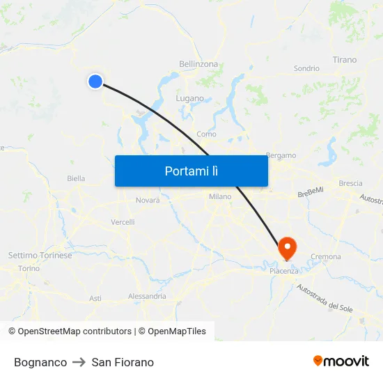 Bognanco to San Fiorano map
