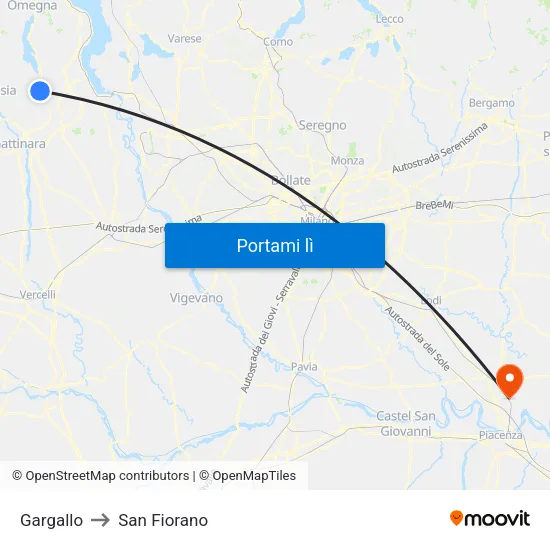 Gargallo to San Fiorano map