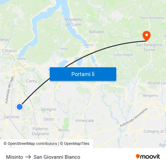Misinto to San Giovanni Bianco map