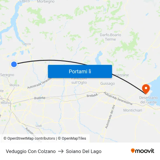 Veduggio Con Colzano to Soiano Del Lago map