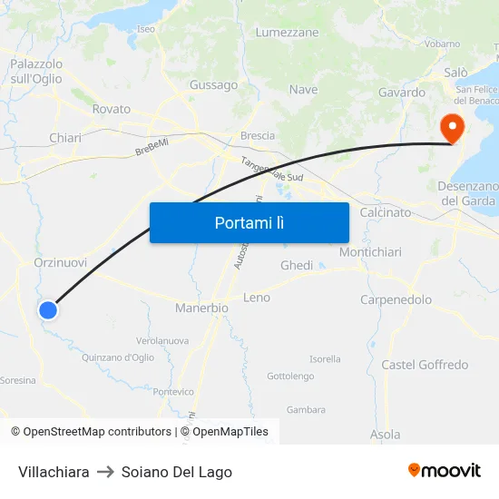 Villachiara to Soiano Del Lago map