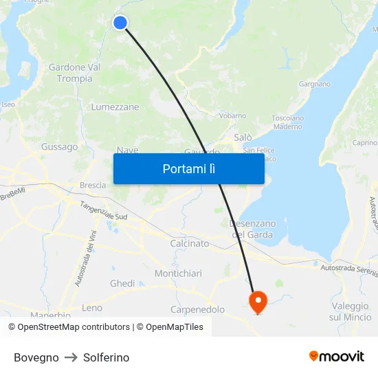 Bovegno to Solferino map