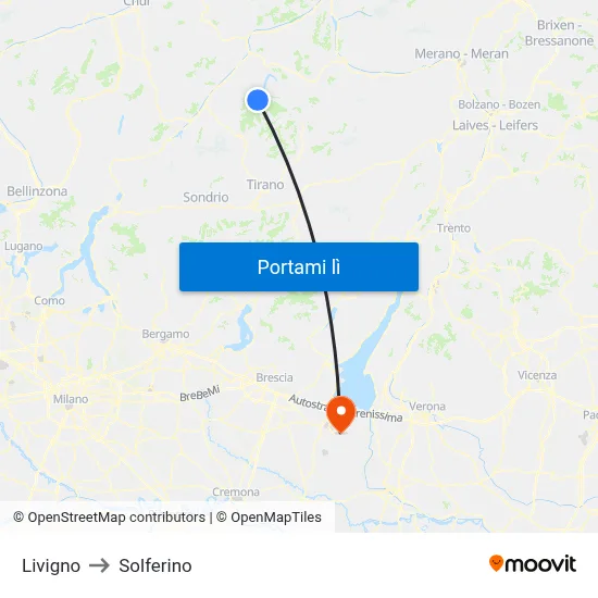Livigno to Solferino map