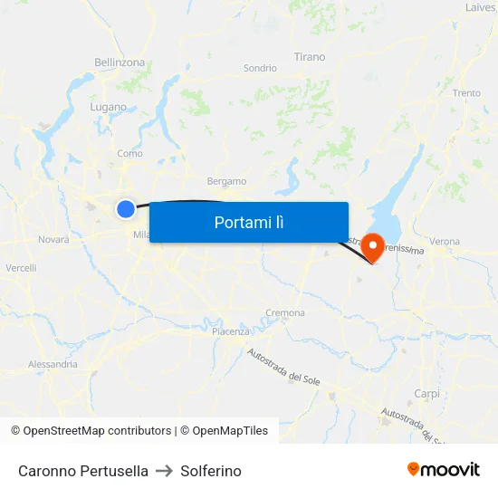Caronno Pertusella to Solferino map