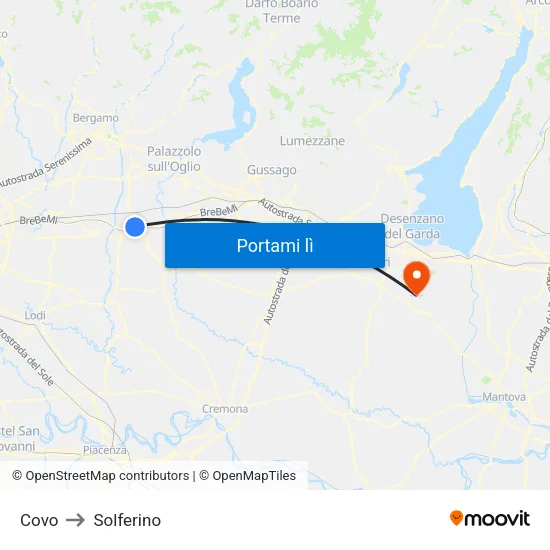 Covo to Solferino map