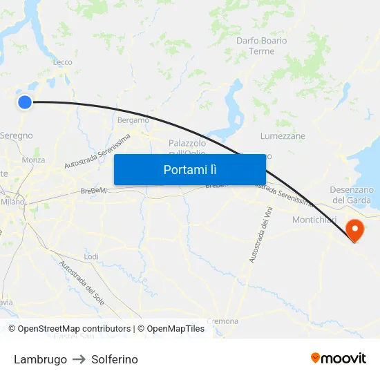 Lambrugo to Solferino map