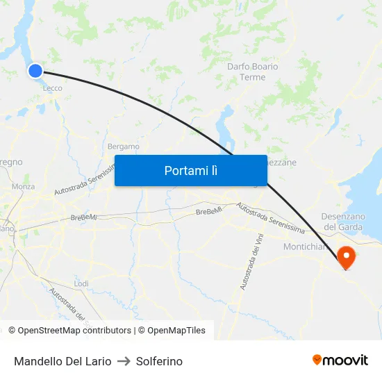 Mandello Del Lario to Solferino map