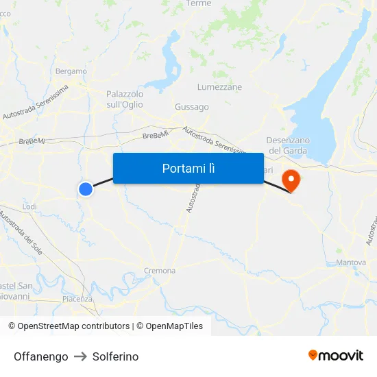 Offanengo to Solferino map