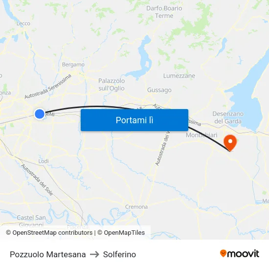 Pozzuolo Martesana to Solferino map
