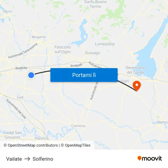 Vailate to Solferino map