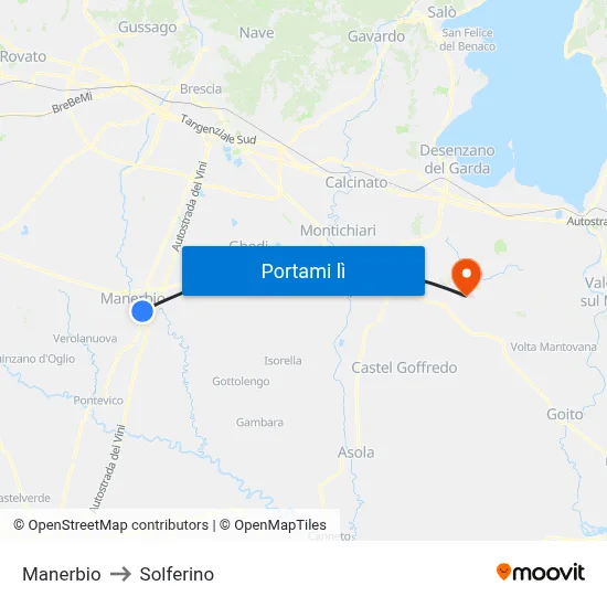 Manerbio to Solferino map