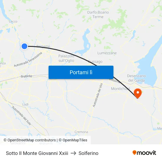 Sotto Il Monte Giovanni Xxiii to Solferino map