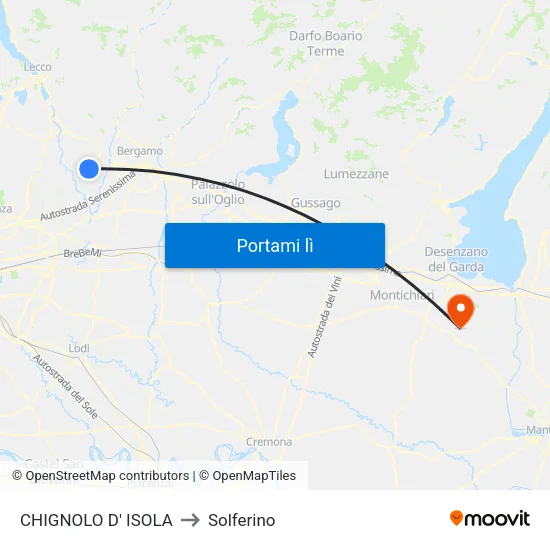 CHIGNOLO D' ISOLA to Solferino map