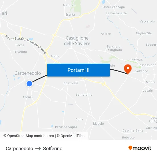 Carpenedolo to Solferino map