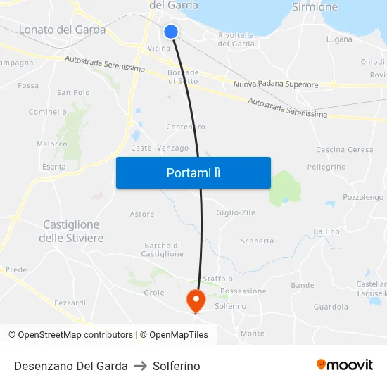 Desenzano Del Garda to Solferino map