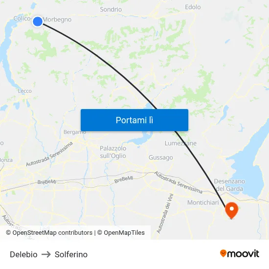 Delebio to Solferino map
