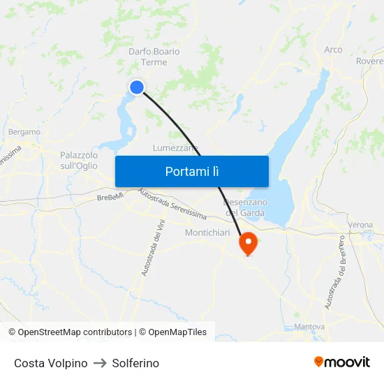 Costa Volpino to Solferino map