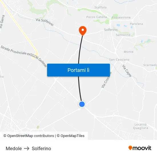Medole to Solferino map