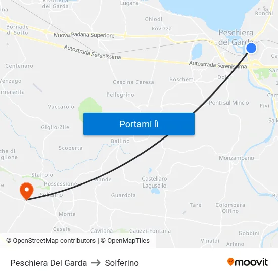 Peschiera Del Garda to Solferino map