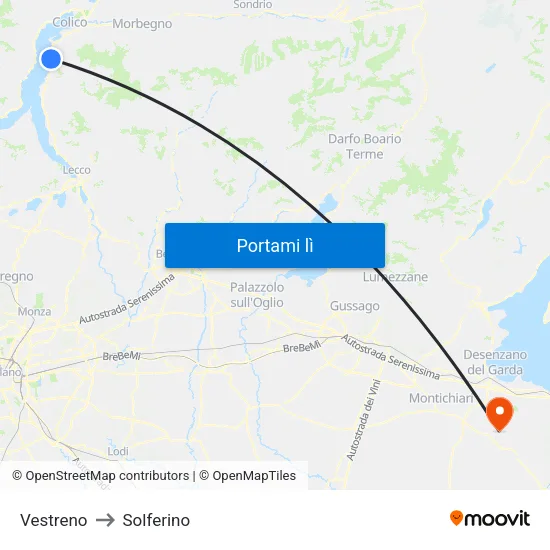 Vestreno to Solferino map