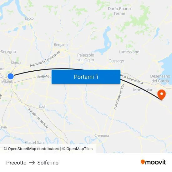 Precotto to Solferino map