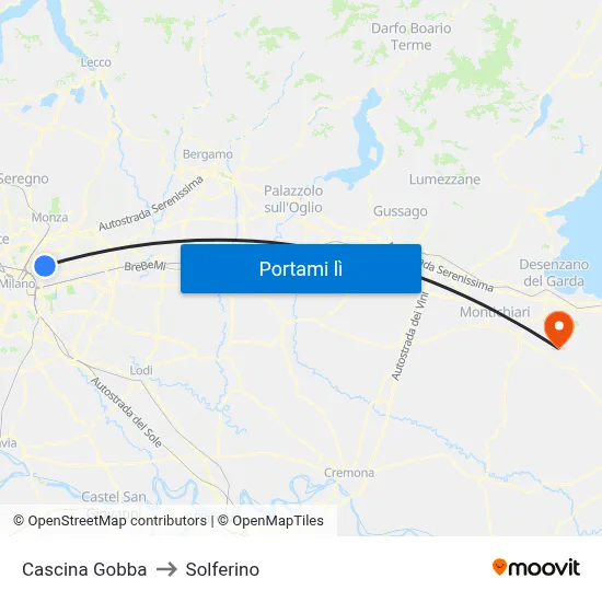 Cascina Gobba to Solferino map
