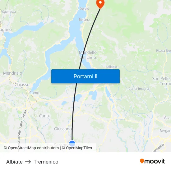 Albiate to Tremenico map