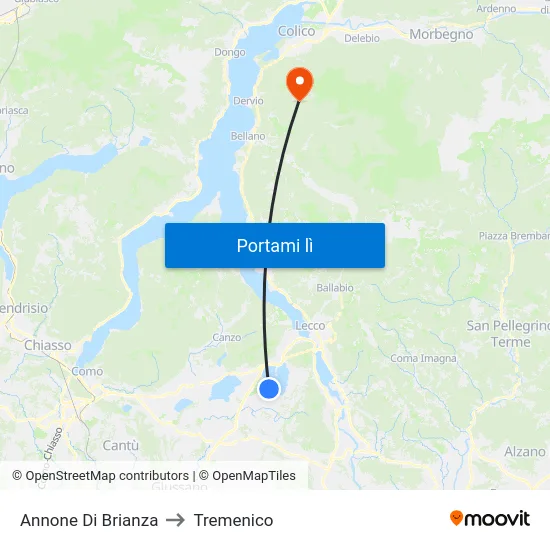 Annone Di Brianza to Tremenico map