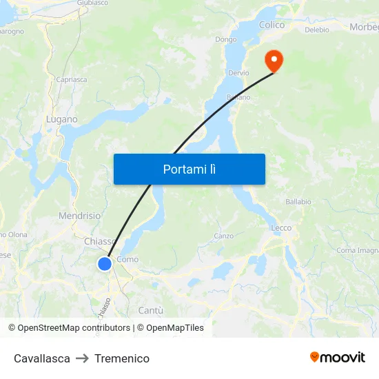 Cavallasca to Tremenico map