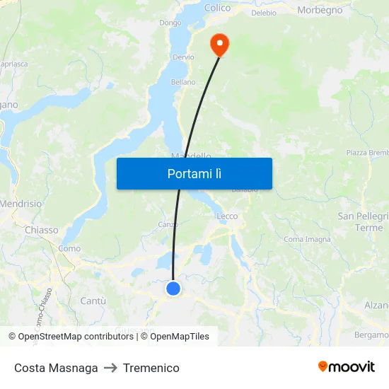 Costa Masnaga to Tremenico map