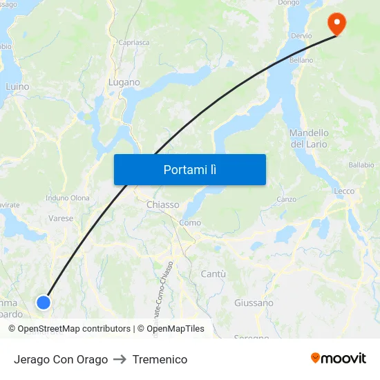 Jerago Con Orago to Tremenico map