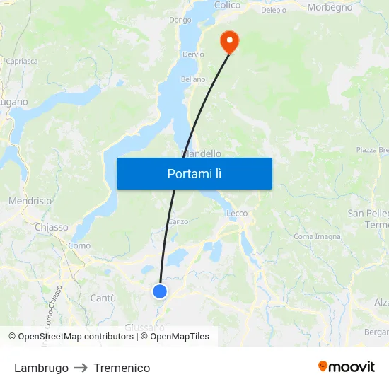 Lambrugo to Tremenico map