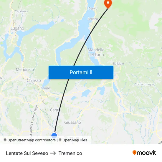 Lentate Sul Seveso to Tremenico map