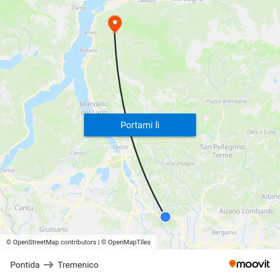 Pontida to Tremenico map