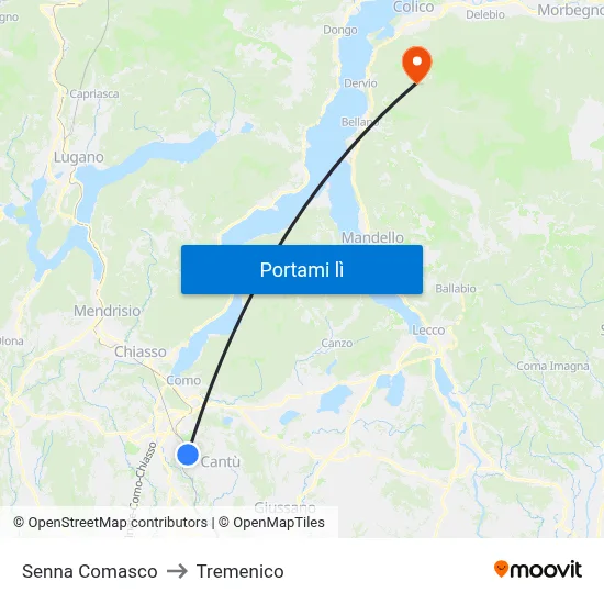 Senna Comasco to Tremenico map