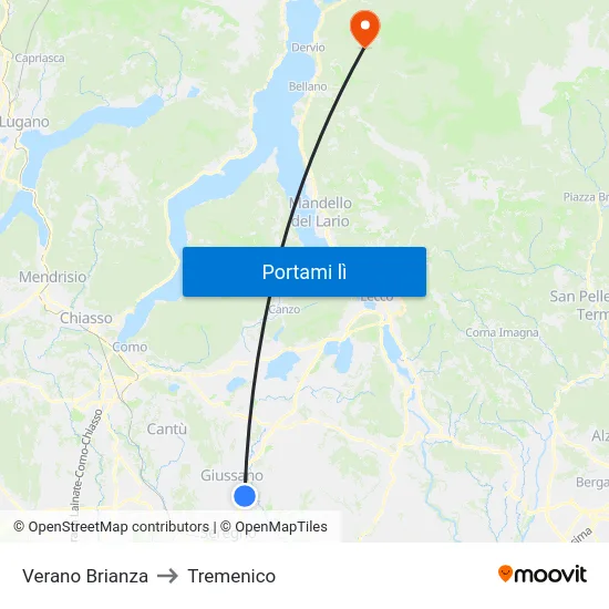 Verano Brianza to Tremenico map