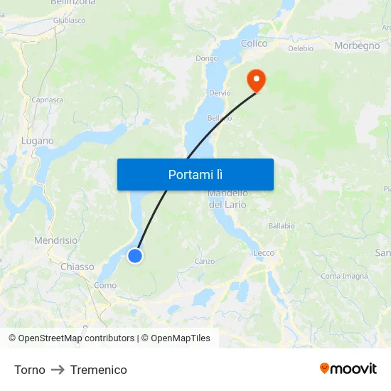 Torno to Tremenico map