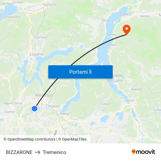 BIZZARONE to Tremenico map