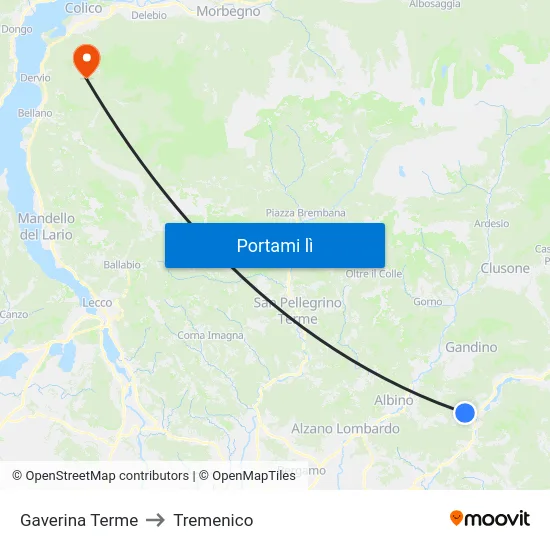 Gaverina Terme to Tremenico map