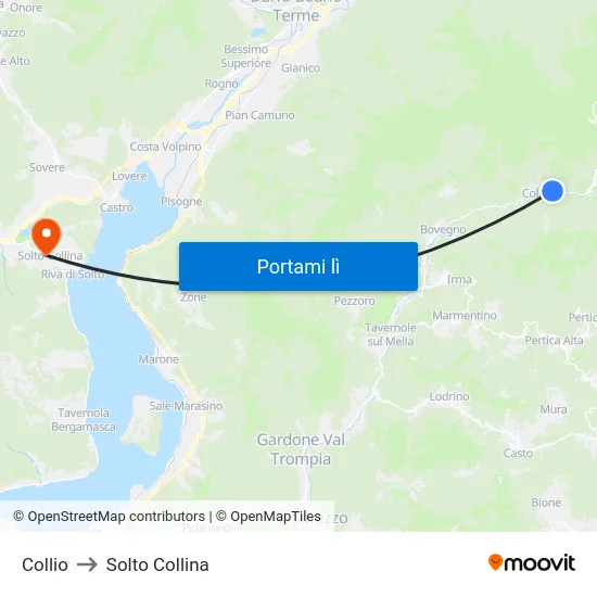 Collio to Solto Collina map