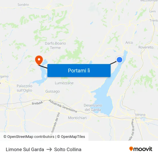 Limone Sul Garda to Solto Collina map