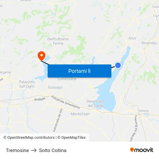 Tremosine to Solto Collina map