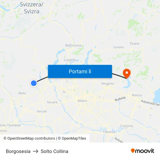 Borgosesia to Solto Collina map