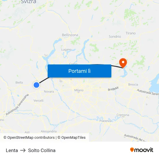 Lenta to Solto Collina map